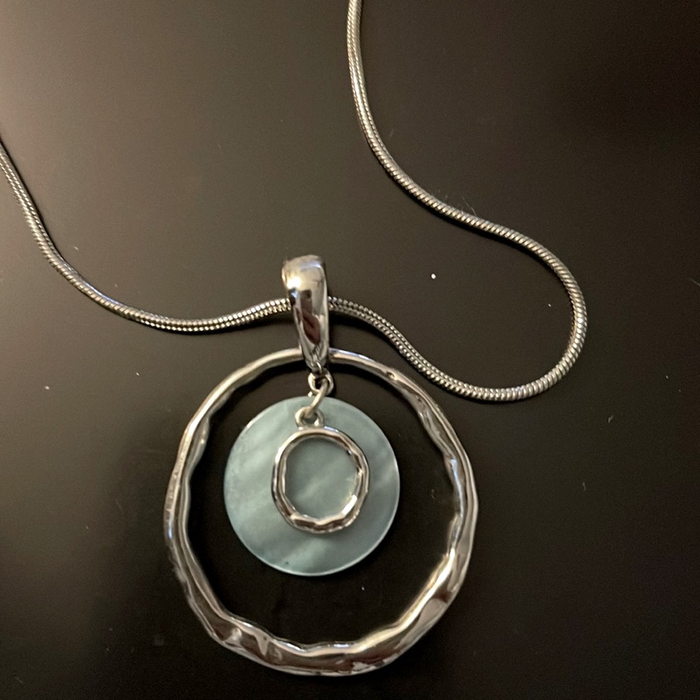 Double Ring Silver Necklace